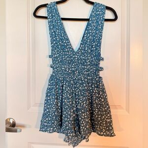 Windsor Teal Floral V-Neck Romper